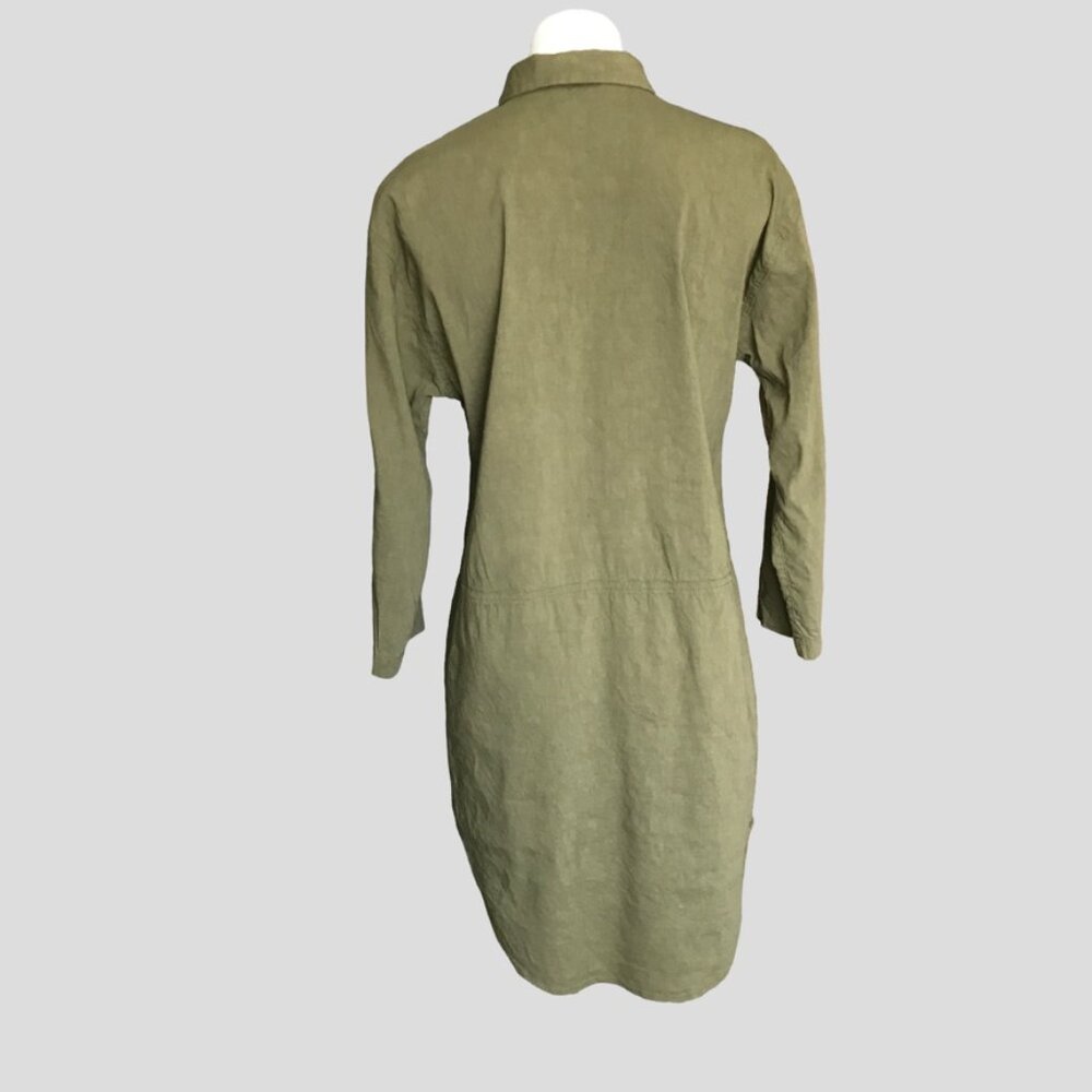 Eileen Fisher XS Dress Linen Button front Pockets High Low hem size XS - Picture 6 of 15